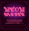 bright neon alphabet letters numbers and symbols vector image
