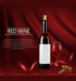 realistic poster with glass wine bottl vector image
