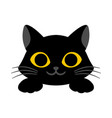 black cute cat is smiling on white background vector image vector image