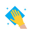 hand in glove wipes dust with a napkin icon vector image vector image