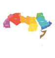arab world states political map with colorfully vector image