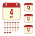 july calendar icons vector image