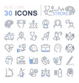 set flat line icons stroke vector image vector image