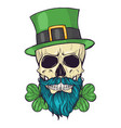 color handdrawn skull of leprechaun vector image vector image