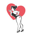 sexy overweight pin up girl on heart shape vector image vector image