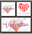 set of valentines day cards with hearts and arrows vector image vector image