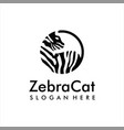 zebra with cat wild logo icon vector image vector image