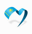 kazakhstan flag heart-shaped wavy ribbon vector image