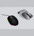 set computer mouse realistic or mouse vector image vector image