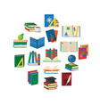 school books round composition vector image