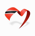 trinidad and tobago flag heart-shaped wavy ribbon vector image
