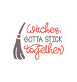 witches gotta stick together funny halloween vector image