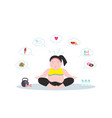 a happy girl in the lotus position and symbols vector image vector image