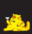 cat with a glass of wine vector image vector image