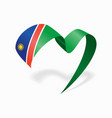 namibian flag heart-shaped wavy ribbon vector image
