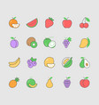 fruit simple color icons editable stroke vector image vector image