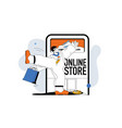 online shopping concept with people scene in flat vector image