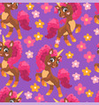 seamless pattern cartoon brown unicorns vector image vector image