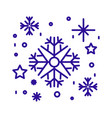 snowflakes and stars linear icon in blue color vector image