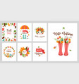 autumn greeting cards banners design set vector image