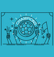 football soccer player holding up a trophy vector image vector image
