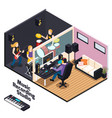 music recording studio isometric composition vector image
