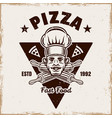 chef and crossed rolling pins emblem badge vector image