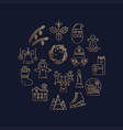 holiday circle gold and blue collection line vector image