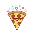 kawaii pizza slice icon cartoon vector image
