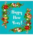 new year poster with holly and pine corner vector image