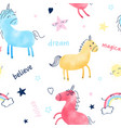 cute unicorn and magic icons seamless pattern vector image vector image