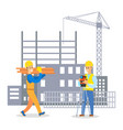 male builder in uniform and hard hat communicating vector image