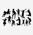 children happy playing silhouette vector image vector image