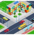 isometric city school building with playground vector image
