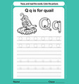 alphabet q exercise with cartoon vocabulary vector image vector image