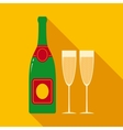 champagne bottle and two glasses vector image