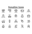 charity donation icons set in thin line style vector image