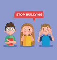 Stop Bullying And Hands Pointing At Sad Boy Kid Vector Image