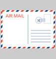 air mail envelope with postal stamp isolated vector image