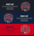 barber shop concept with thin line icons vector image vector image