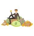 happy rich successful businessman character vector image vector image