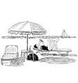 sketch of a woman sunbathing on the beach vector image