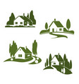 green house farm forest icons vector image vector image