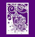 template for a christmas card with an openwork vector image