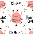 seamless pattern with dancing pink monster vector image vector image