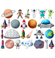 set space objects and elements isolated vector image vector image