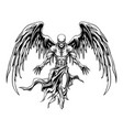 dark demon with fiery wings on white background vector image vector image