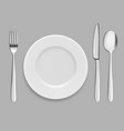 dishes and cutlery fork spoon knife vector image