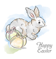 easter card with rabbit and two eggs vector image