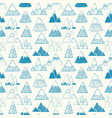 seamless pattern with blue doodle sketch mountains vector image vector image